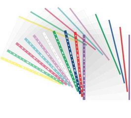 GRAFOPLAS Bolsa de 25 Fundas Perforadas Multitaladro con Indicador de Color, Surtido