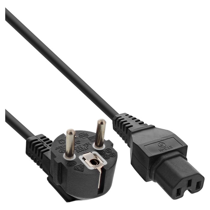 InLine Cable de alimentación Schuko angulado a C15, 3m, negro InLine Cable de alimentación Schuko angulado a C15, 3m, negro