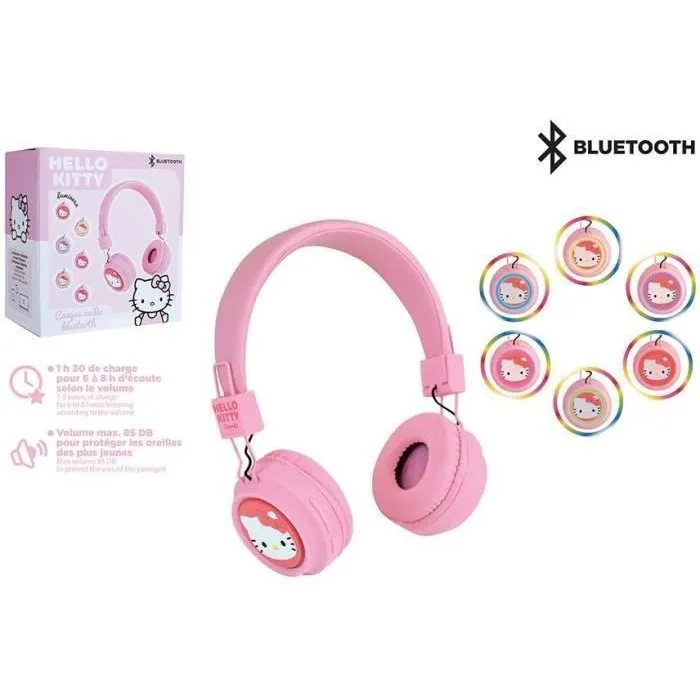 Jemini JEM1711542272249 Auriculares Bluetooth ajustables con micrófono Hello Kitty, Cable USB, Cable de audio, A partir de 3 años Jemini JEM1711542272249 Auriculares Bluetooth ajustables con micrófono Hello Kitty, Cable USB, Cable de audio, A partir de 3 años