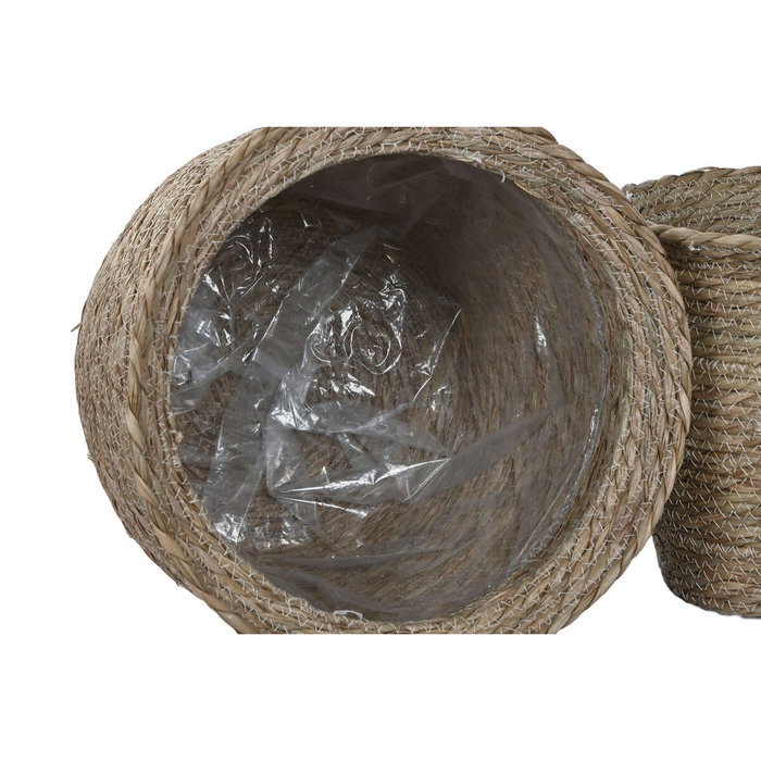 DKD Home Decor Set de 7 Maceteros de Fibra Trenzada 70x70x58 Natural