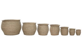 DKD Home Decor Macetero Urban Marron Fibra Trenzada 70x70x58 cm Set de 7