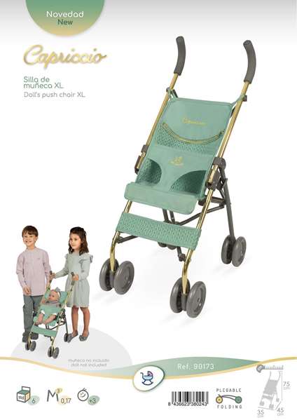 Decuevas Silla de Muñeca Capriccio para Muñecas hasta 52 cm - Dimensiones 35x45x75 cm