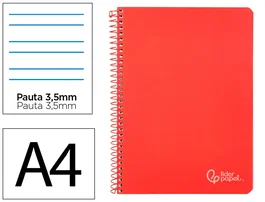 Liderpapel Cuaderno espiral Witty A4 tapa dura 80 hojas 90gr pauta 3,5mm margen rojo