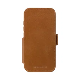 Dbramante1928 Copenhagen Funda Carrera para iPhone 17 Pro - Cuero de Grano Entero Bronceado con Cierre Magnético, Soporte de Sobremesa y 3 Bolsillos para Tarjetas