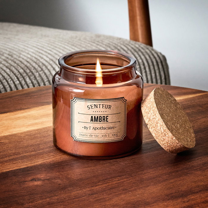 Home Deco Factory Vela Perfumada Apothicaire - Cera Parafina, 60h - Surtido: Gris Almizcle, Blanco Flor Algodón, Marrón Ámbar, H 10 cm