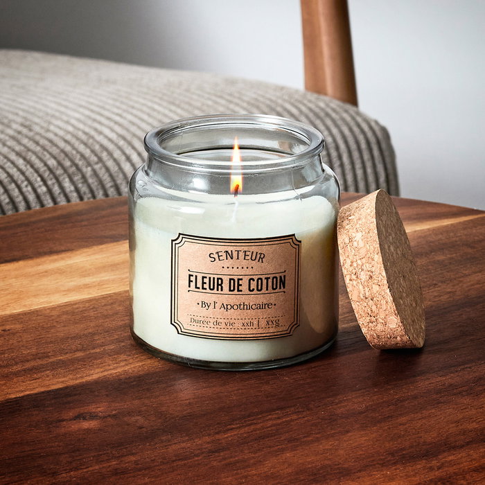Home Deco Factory Vela Perfumada Apothicaire - Cera Parafina, 60h - Surtido: Gris Almizcle, Blanco Flor Algodón, Marrón Ámbar, H 10 cm