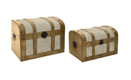 DKD Home Decor Baúl 32 x 30.5 x 41 cm Marrón Beige Set de 2 Unidades