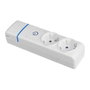 Solera Base Múltiple con Interruptor Luminoso Azul, 2 Tomas 2P+T, 16A 250V, Máx. 3680W, IP44, Policarbonato Blanco, para Mini Canal, con Agujeros de Fijación