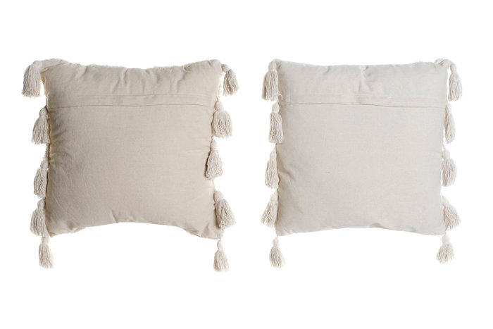 DKD Home Decor Cojín de Algodón con Flecos 45x15x45 Surtido de 2