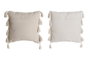 DKD Home Decor Cojín de Algodón con Flecos 45x15x45 Surtido de 2