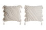 DKD Home Decor Cojín de Algodón con Flecos 45x15x45 Surtido de 2