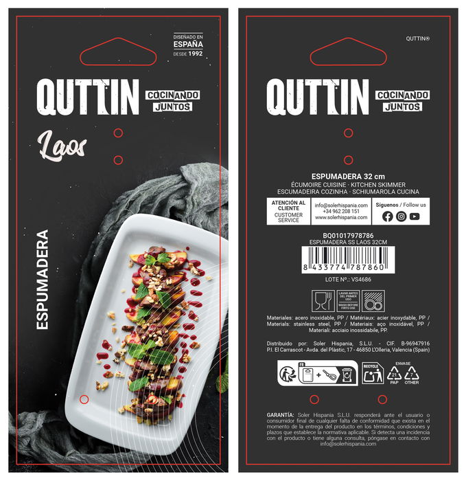 Quttin Espumadera Ss Laos 32 cm (12 Unidades) Quttin Espumadera Ss Laos 32 cm (12 Unidades)