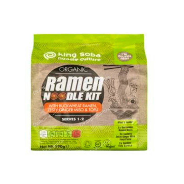 King Soba Kit Ramen Noodles de Trigo Sarraceno con Jengibre, Miso y Tofu Ecológico - 2 Porciones King Soba Kit Ramen Noodles de Trigo Sarraceno con Jengibre, Miso y Tofu Ecológico - 2 Porciones