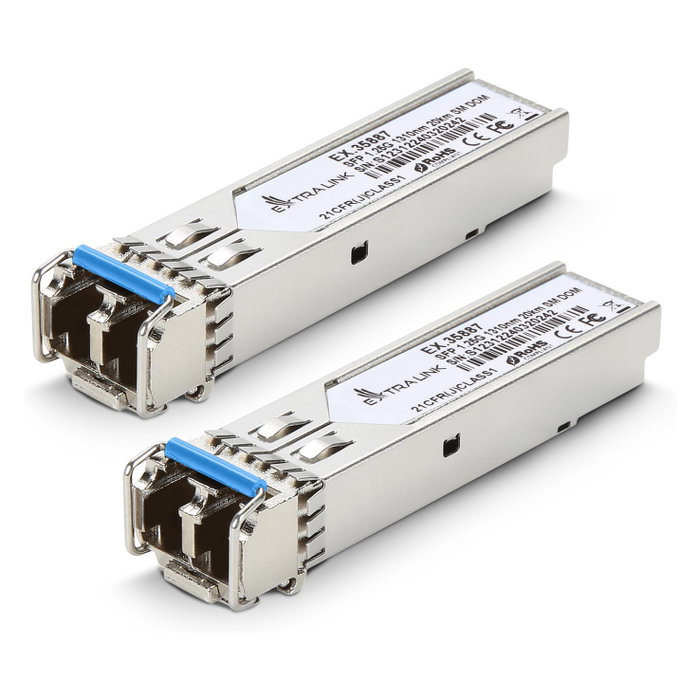 Extralink Pack de 2 Módulos SFP 1.25G, 1310nm, 20km, Monomodo, LC/UPC, DOM Extralink Pack de 2 Módulos SFP 1.25G, 1310nm, 20km, Monomodo, LC/UPC, DOM
