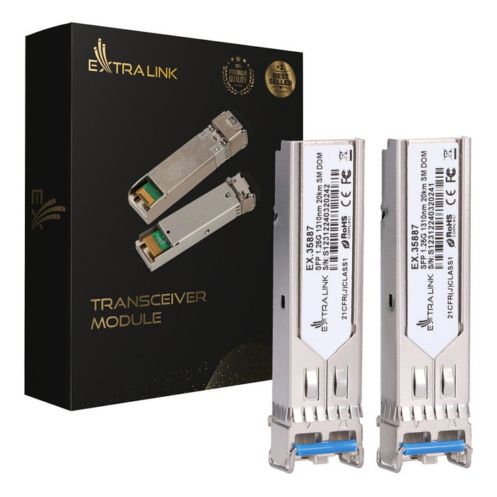 Extralink Pack de 2 Módulos SFP 1.25G, 1310nm, 20km, Monomodo, LC/UPC, DOM Extralink Pack de 2 Módulos SFP 1.25G, 1310nm, 20km, Monomodo, LC/UPC, DOM
