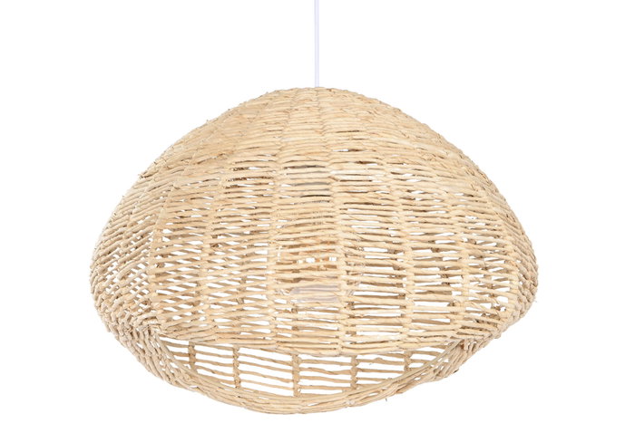 DKD Home Decor Lámpara de Techo de Fibra y Metal Natural Marrón Claro y Blanco 55x44x28 cm