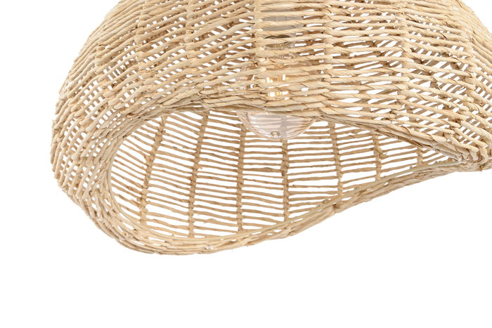 DKD Home Decor Lámpara de Techo de Fibra y Metal Natural Marrón Claro y Blanco 55x44x28 cm