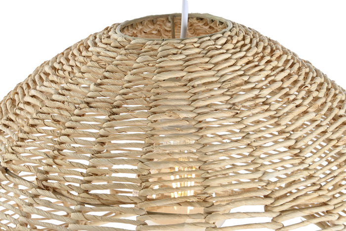 DKD Home Decor Lámpara de Techo de Fibra y Metal Natural Marrón Claro y Blanco 55x44x28 cm