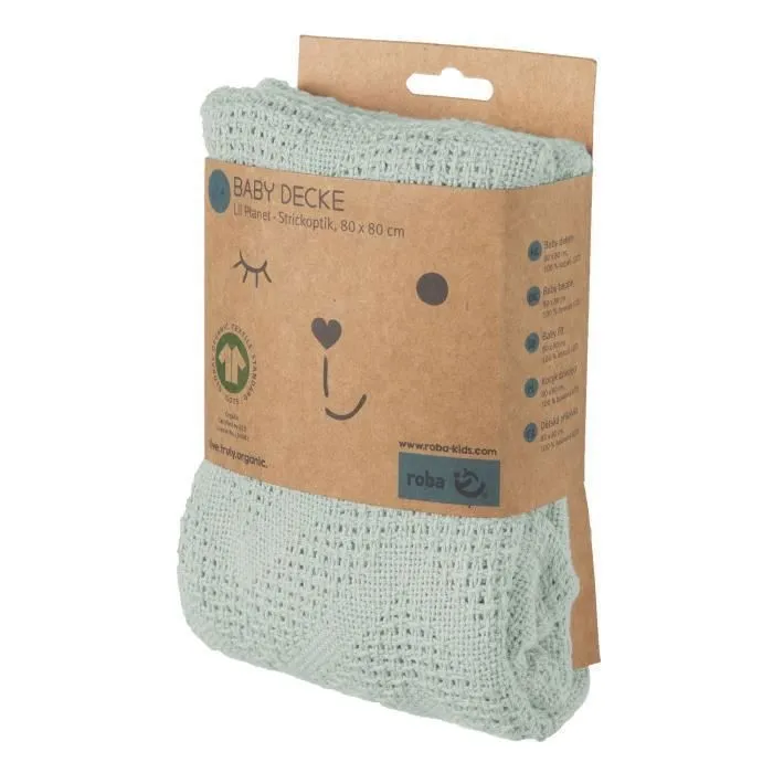 Roba ROB4005317327273 Manta para Bebé de Algodón Orgánico, 80 x 80 cm - Verde Escarchado
