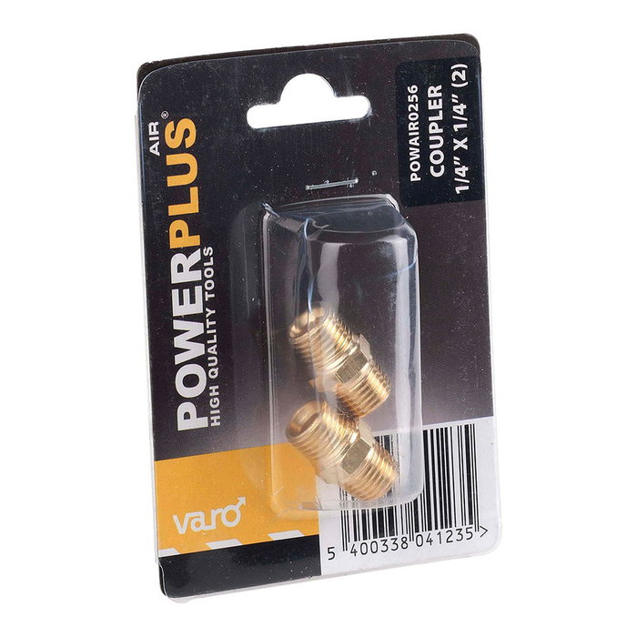 Powerplus Conectores dobles latón macho 1/4 pulg - 2 uds para aire comprimido Powerplus Conectores dobles latón macho 1/4 pulg - 2 uds para aire comprimido