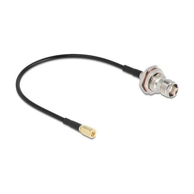 DeLOCK Cable Antena RG-174 TNC Hembra a SMB Hembra 20 cm (Ref. 90724) - Negro, Oro, Plata, 50 Ohm