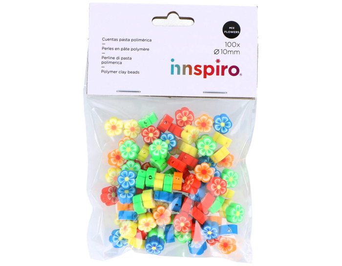Innspiro Cuentas de Pasta Polimérica con Forma de Flores, 100 Unidades