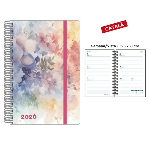 SENFORT Agenda Anual 2026 Catalan Romantic con Tapa de Polipropileno y Espiral SENFORT Agenda Anual 2026 Catalan Romantic con Tapa de Polipropileno y Espiral