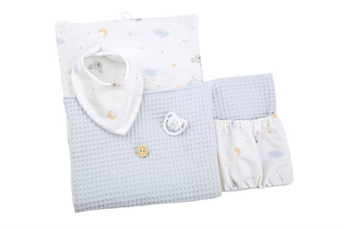 Muñecas Arias Muñeca Elegance 42 cm Zoe Azul con Cambiador y Babero - Cuerpo de Vinilo para Niño