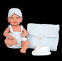 Muñecas Arias Muñeca Elegance 42 cm Zoe Azul con Cambiador y Babero - Cuerpo de Vinilo para Niño
