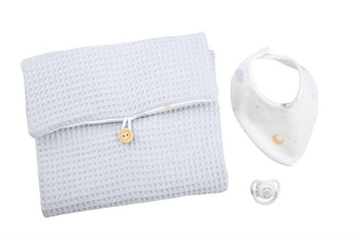 Muñecas Arias Muñeca Elegance 42 cm Zoe Azul con Cambiador y Babero - Cuerpo de Vinilo para Niño