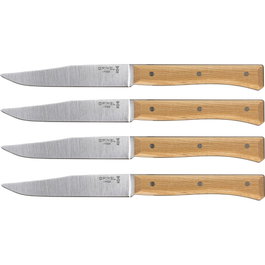 Opinel Juego de Cuchillos de Mesa Facette con Mango de Fresno, 4 Piezas