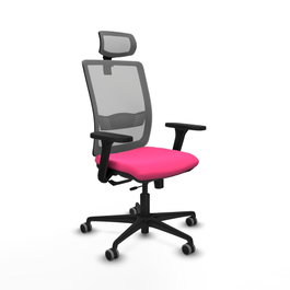 PIQUERAS Y CRESPO Silla de oficina Haches Rosa y Gris con Mecanismo Sincro/Traslack