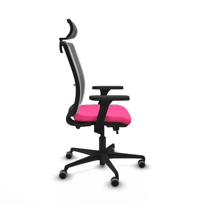 PIQUERAS Y CRESPO Silla de oficina Haches Rosa y Gris con Mecanismo Sincro/Traslack
