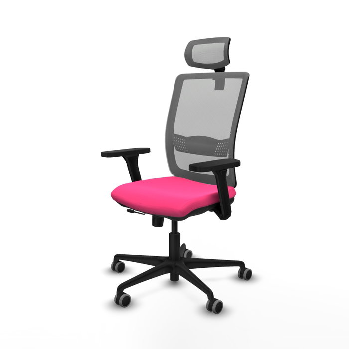 PIQUERAS Y CRESPO Silla de oficina Haches Rosa y Gris con Mecanismo Sincro/Traslack