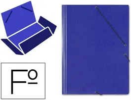 Saro Carpeta de Gomas Tres Solapas Cartón Folio Color Azul 1250 g/m² Alta Calidad Resistente Cierre Gomas Reciclado 95%