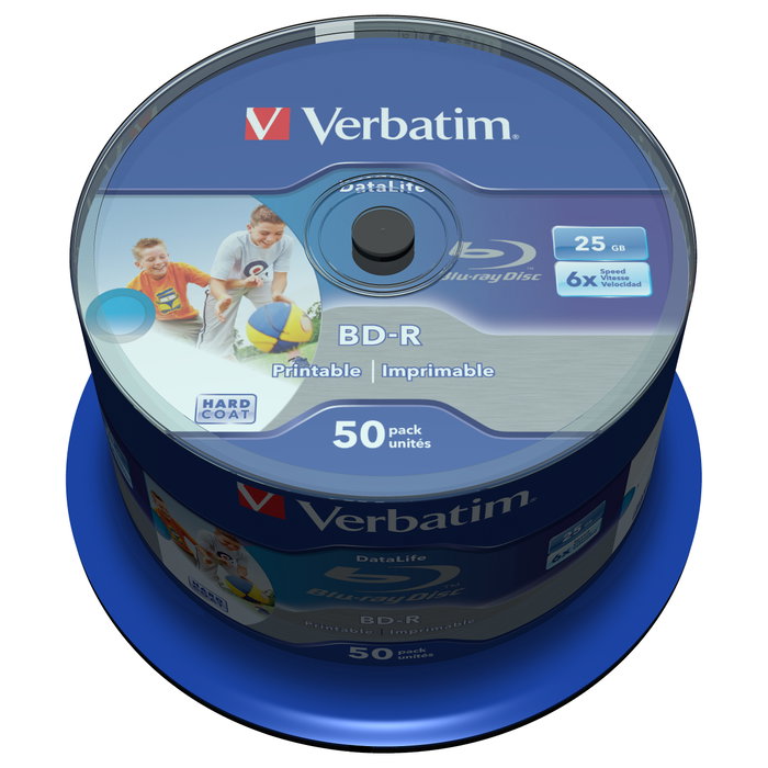 Verbatim 43812 BD-R Blu-Ray 25GB 6x Speed Double Layer Wide Printable 50 Discos