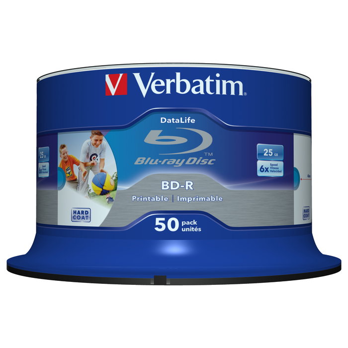 Verbatim 43812 BD-R Blu-Ray 25GB 6x Speed Double Layer Wide Printable 50 Discos Verbatim 43812 BD-R Blu-Ray 25GB 6x Speed Double Layer Wide Printable 50 Discos