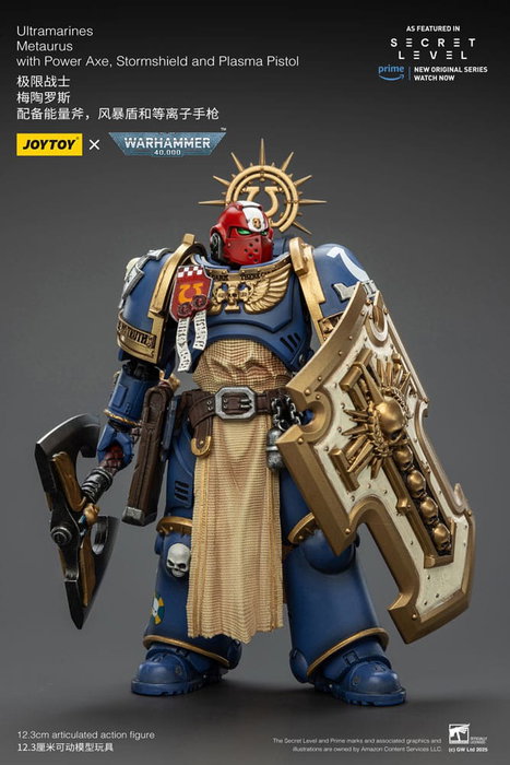 Joy Toy (CN) Warhammer 40,000 Ultramarines Metaurus con Power Axe, Stormshield y Plasma Pistol 13 cm