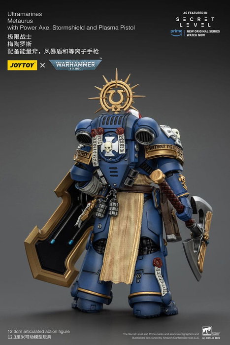 Joy Toy (CN) Warhammer 40,000 Ultramarines Metaurus con Power Axe, Stormshield y Plasma Pistol 13 cm