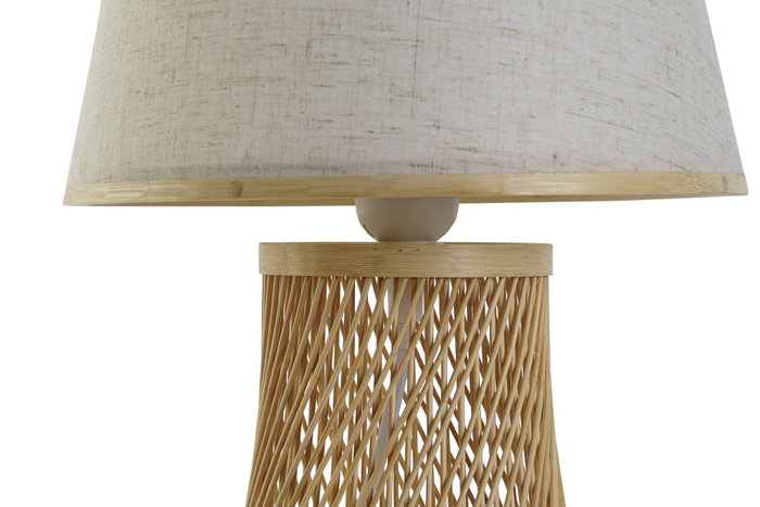 DKD Home Decor Lámpara Sobremesa Urban Crudo Natural Bambú Poliester 24 x 37 x 24 cm
