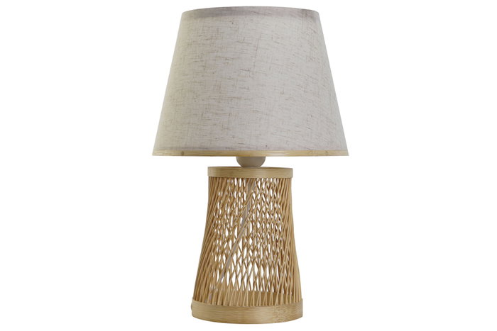 DKD Home Decor Lámpara Sobremesa Urban Crudo Natural Bambú Poliester 24 x 37 x 24 cm