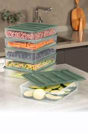 Hermia YBLLA3,56LI Set de 6 Cajas de Almacenaje de Plástico Color Verde 3500ml Organizador para Hogar Cocina Dormitorio Oficina