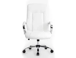 Q-connect Silla de Dirección Vero, Similpiel Blanco, Base Metálica Cromada, Ruedas Premium, Altura 116-124 cm, Profundidad 70 cm, Anchura 63 cm