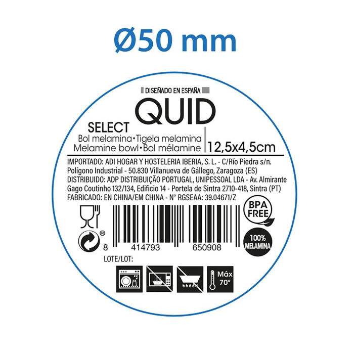 Bol Redondo Melamina Select Quid 12,5x12,5x4,5 cm (6 Unidades)