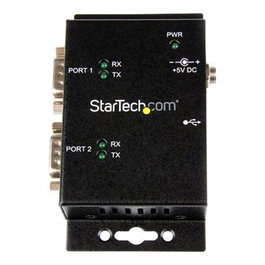 StarTech ICUSB2322F - Concentrador Hub Industrial Serie RS232 a USB de 2 Puertos (DB9), Montaje en Rail DIN, Compatible con Windows, Linux, macOS, Plug & Play