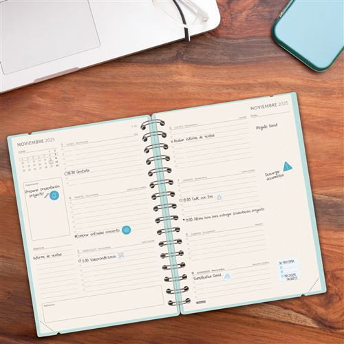 Finocam Agenda 16 Meses Septiembre 2025-Diciembre 2026 E10-155x212 Semana Vista Horizontal Azul