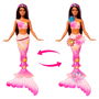 Barbie Muñeca Sirena Florece Morena JDM73 Mattel con Flores Sorpresa, Cola Degradada y Pelo Castaño con Mechas Moradas +3 Años
