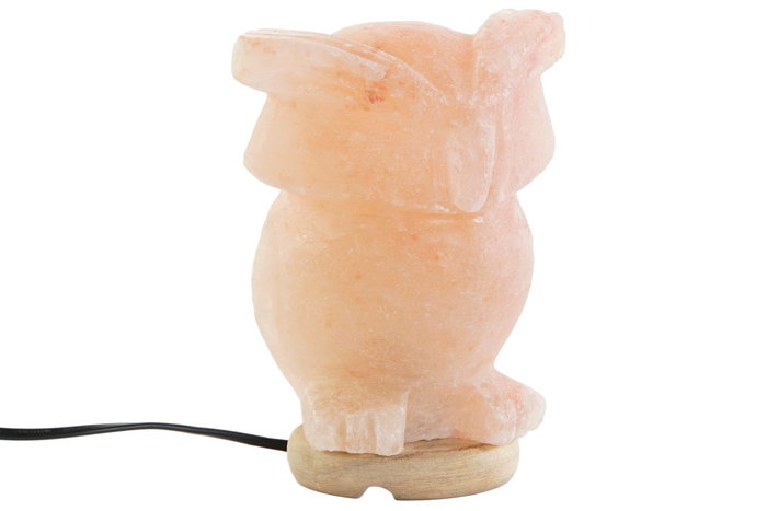 DKD Home Decor Lámpara de Sal del Himalaya Sobremesa Árabe con Forma de Búho, Rosa, Incluye Bombilla E14, 14 x 14 x 18 cm