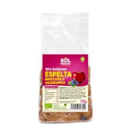 SOLNATURAL Galletas De Espelta con Manzana y Arándanos 175g BIO - Veganas - Ecológicas