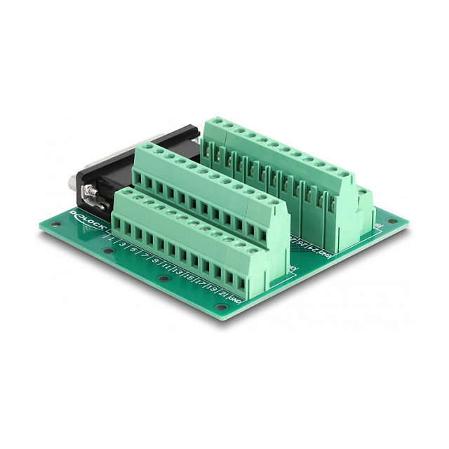 DeLOCK 66916 Adaptador D-Sub HD 44 pines hembra a bloque de terminales para carril DIN
